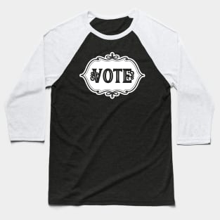 Vote White Emblem Baseball T-Shirt